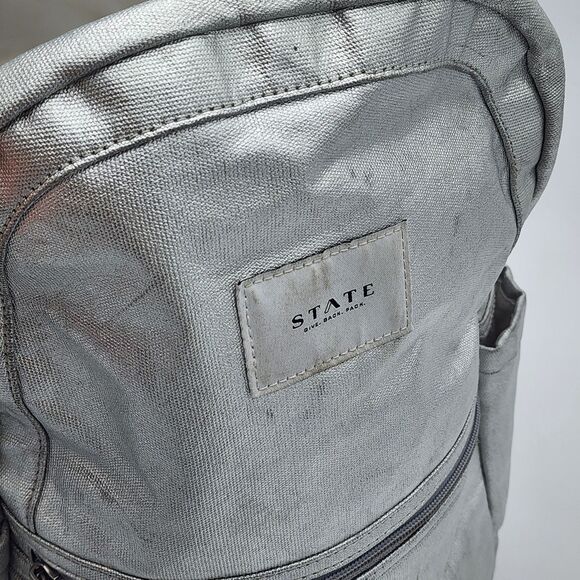 State Bags Kane Double Pocket Backpack Blue Metallic SOLD OUT - Picture 9 of 14